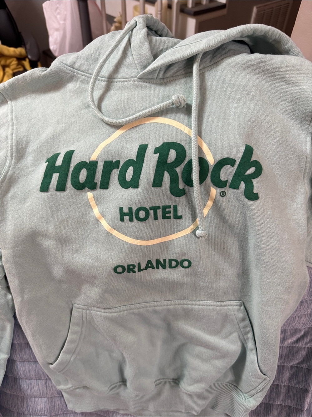 Hard Rock Cafe Mint Green Pullover Hoodie with Dark Green Logo
